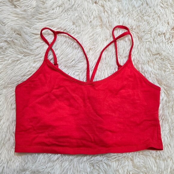 🌸Ambiance Bright Red Strappy Unlined Bralette Croptop Bralette Tanktop Medium - Picture 1 of 3